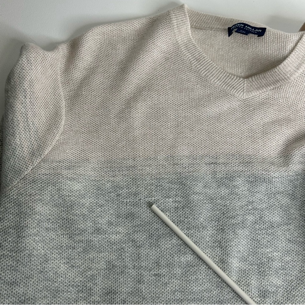 PETER MILLAR Men XXL Crown Crafted Camden Wool Cashmere Linen Gray Cream Sweater - Picture 8 of 11